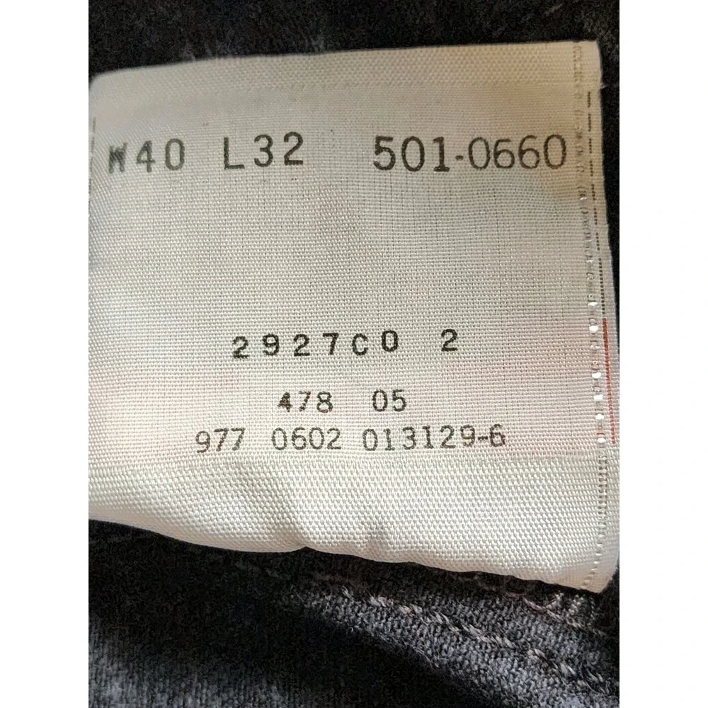 Vintage Levis 501 Jeans Mens 40x32 Original Fit Black Wash Button Fly Denim